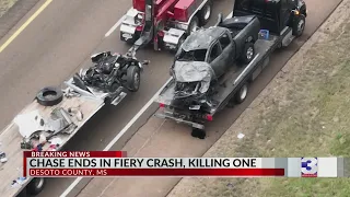 Suspect in custody, 1 dead after Arkansas chase ends in fiery crash in Mississippi