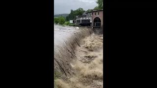 Vermont flooding: Ottauquechee River flooding in Quechee