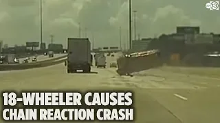 Dash cam captures 18-wheeler crashing into car