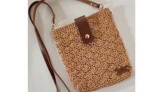 Crochet Bag Tutorial (Summer Bag)✌️Kağıt ip ile Çapraz Mini Çanta Yapımı   (Yelpaze Model)