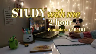 2-Hr Study With Me | heavy rain 💙⛈️| pomodoro (50/10) ⏰️. let's enjoy the rain and study together🤗.