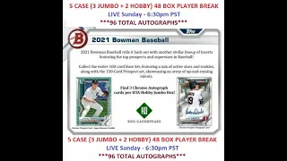 2021 Bowman 5 Case (3 Jumbo / 2 Hobby) Player Break 6/20/21