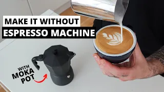 How To Make Latte/Cappuccino/Flat White without Espresso Machine #mokapot