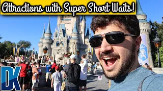 Top 15 Best Disney World Attractions with Super Short Waits - Magic Kingdom and More!