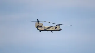 CH-47 Chinook flying over the Saint Johns River.