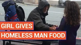 Kind Little Girl Gives Her Food To A Homeless Man Video 2016 | Daily Heart Beat