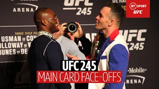 The UFC 245 face-offs were TENSE | Usman vs Covington, Holloway vs Volkanovski, Nunes vs de Randamie