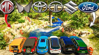 GTA 5: Famous Indian Cars Vs IMPOSSIBLE DEEP WaterFalls River Cross Challenge | GTA 5 MODS!