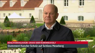 LIVE: Statement von Bundeskanzler Scholz in Meseberg