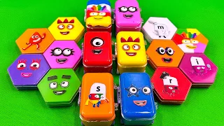 Finding Numberblocks with Rainbow CLAY in Suitcase Shapes Coloring! Satisfying SLIME ASMR Videos