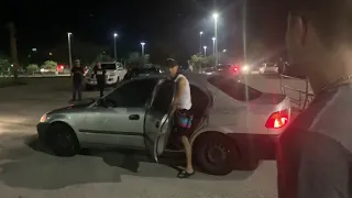 Milkshake thrown at car during car meet, guy has a gun