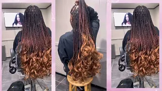 A very detailed French curls knotless braids / @biamenetor