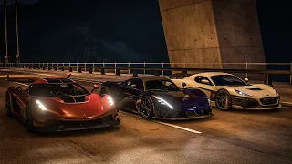 Forza Horizon 5 Drag race: Rimac Nevera vs Hennessey Venom F5 vs Koenigsegg Jesko