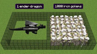 1000 iron golems vs 1 super ender dragon (but dragon has all effects)