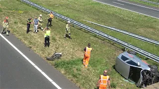 PRIO1 Aankomst Brandweer en Ambulance Lelystad bij een ongeval op de A6