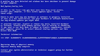 Решение BAD SYSTEM CONFIG INFO 0x0000074 Синий Экран “смерти“ WINDOWS 7_8_10