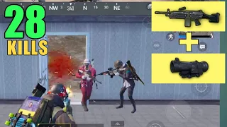 M249 + SCOPE 6x MADNESS | 28 KILLS DUO VS SQUAD | PUBG MOBILE