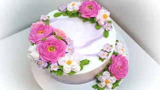 Торт с Пионами и белыми цветами(крем БЗК). /Cake with Peonies and white flowers(protein custard).