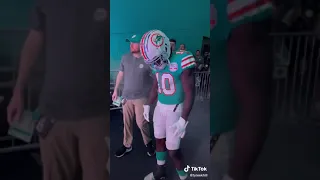 Pre-game in the Miami Dolphins tunnel with Tyreek Hill