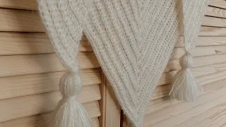 Simple scarf, bactus, crochet shawl. Detailed master class for beginners