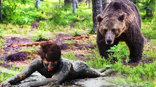 The man had an accident. A bear heard his cries for help