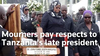 Mourners pay respects to Tanzania's late president