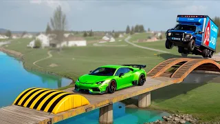 Cars vs Speed Bump Bridge x Ledges x Train Tracks ▶️ BeamNG Drive