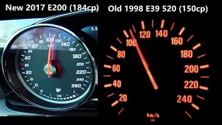 0-200 New 2017 Mercedes E 200 (184HP) VS Old 1998 Bmw E39 520i (150HP)