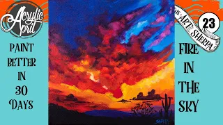 Desert Sunset Easy Daily Painting Step by step Acrylic Tutorials Day 23 #AcrylicApril2020