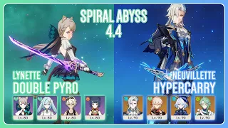 C6 Lynette Double Pyro & C0 Neuvillette Hypercarry | Spiral Abyss 4.4 | Genshin Impact