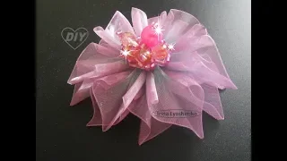 Цветок из органзы (лента) МК/ DIY Organza Flower/ PAP Flor de Organza Tutorial #119