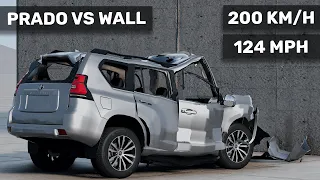 Toyota Land Cruiser Prado crashes to the WALL 😮 200 km/h | Realistic Crash Test