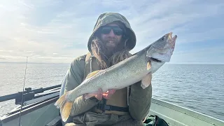 Great day on Lake Huron in a small boat (Spring Walleye trolling)