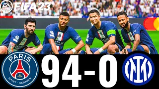 FIFA 23 - MESSI, RONALDO, MBAPPE, NEYMAR, ALL STARS - PSG 94-0 INTER MILAN  - UCL FINAL!