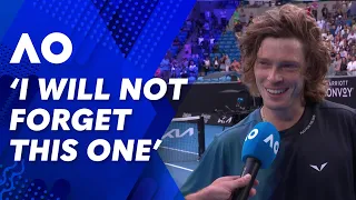 Andrey Rublev's post-match sigh of relief in five-set thriller: 2024 Australian Open | WWOS