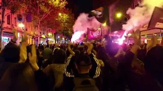 Lighting up the night in memory of 16 years old fallen antifascist Carlos Palomino (Madrid, Spain)