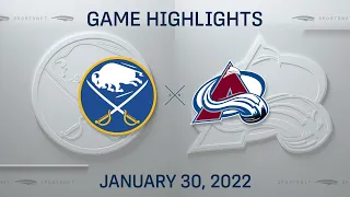 NHL Highlights | Sabres vs. Avalanche - Jan. 30, 2022
