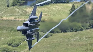 4 X  USF F-15 Strike Eagles Low level  in the Mach Loop North Wales