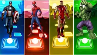 Capitan America vs Spiderman vs Iron Man vs Hulk with Goes Tiles Hop EDM Rush