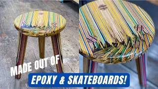 STOOL MADE OUT OF BROKEN SKATEBOARDS & EPOXY!