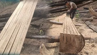 Chainsaw Operator Skills | Making Wooden Board Size 2cm × 16cm × 288cm With Stihl Chainsaw
