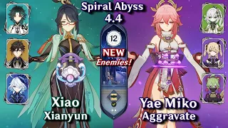 C0 Xianyun Xiao & C0 Yae Miko Aggravate | NEW Spiral Abyss 4.4 - Floor 12 9 Stars | Genshin Impact