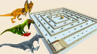 3x DEINONYCHUS attack DINOSAURS MAZE DEATHRUN - Animal Revolt Battle Simulator