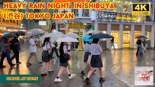 4k hdr japan travel | Heavy Rain Night Walk in Shibuya (渋谷) Tokyo japan |  Relaxing  City ambience