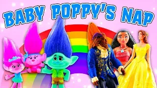 Trolls Movie Poppy & Branch put Baby Poppy to Sleep. Belle, Moana, Beast & Maui help by Singing!