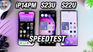 iPhone 14 Pro Max vs S23 Ultra vs S22 Ultra Speedtest - Best Smartphone Speed Test 2023