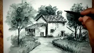 how to draw beautiful landscape scenery | landscape drawing