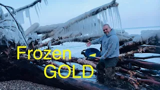 Beach mining frozen GOLD #grassrootsmining