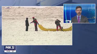 Man walks on frozen Lake Michigan, rescued by Chicago Fire Department