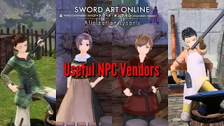 Sword Art Online Alicization Lycoris Useful Vendors